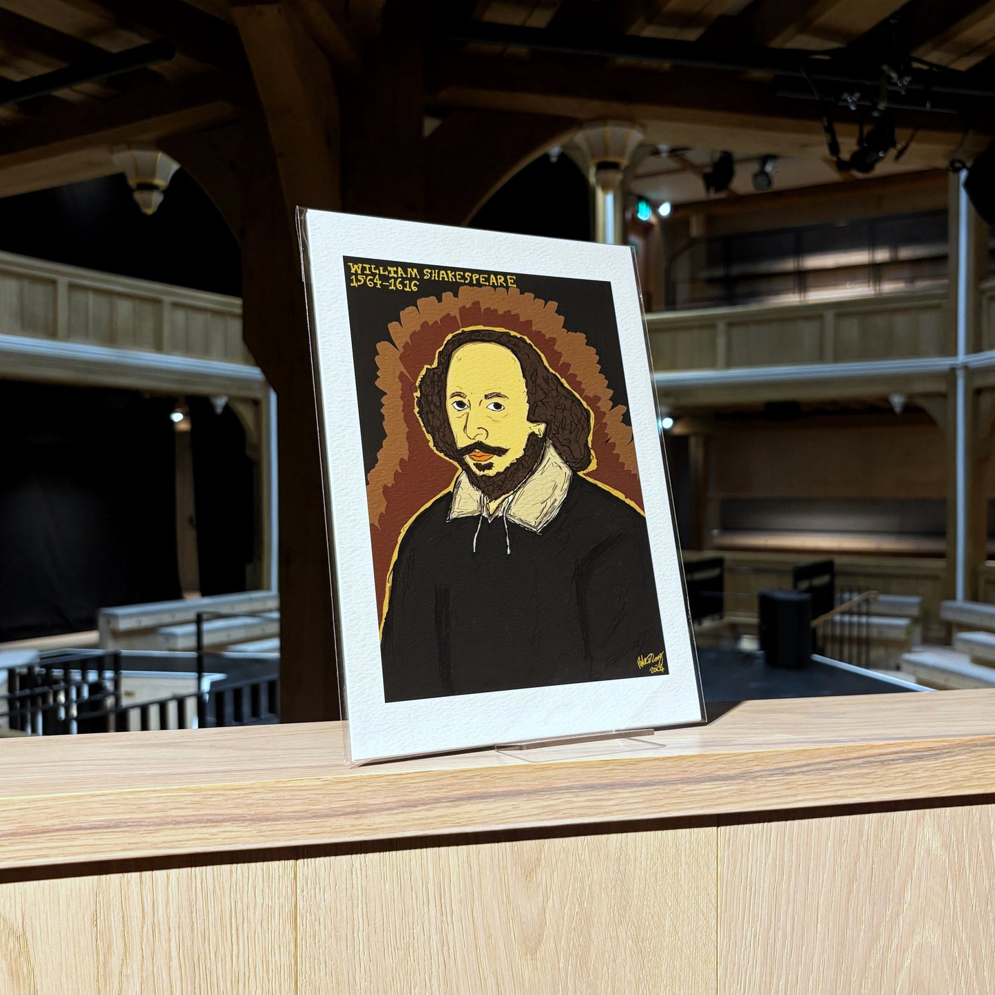 A print featuring an image of William Shakespeare, illustrated by Peter Eric Lang