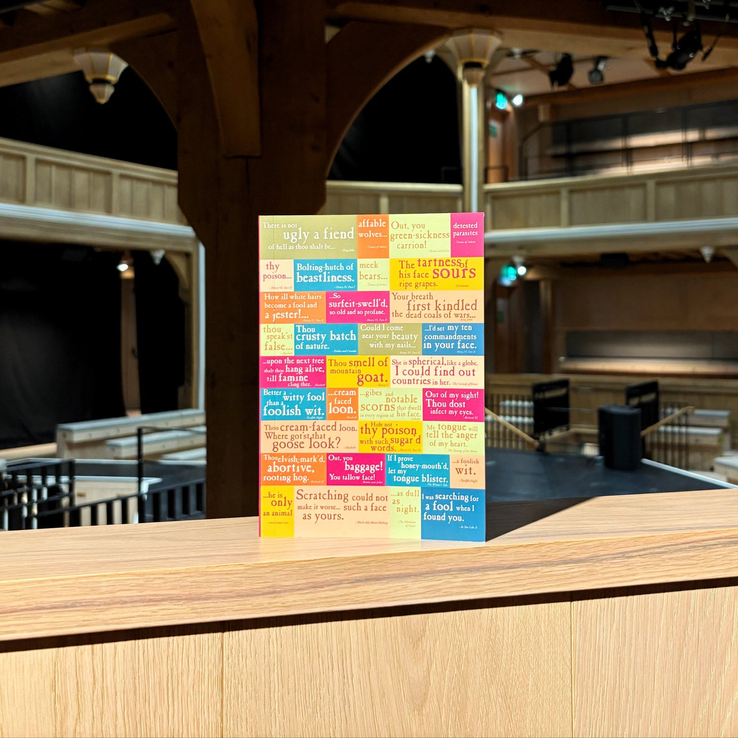 Front cover for a notepad featuring insults invented by Shakespeare.
