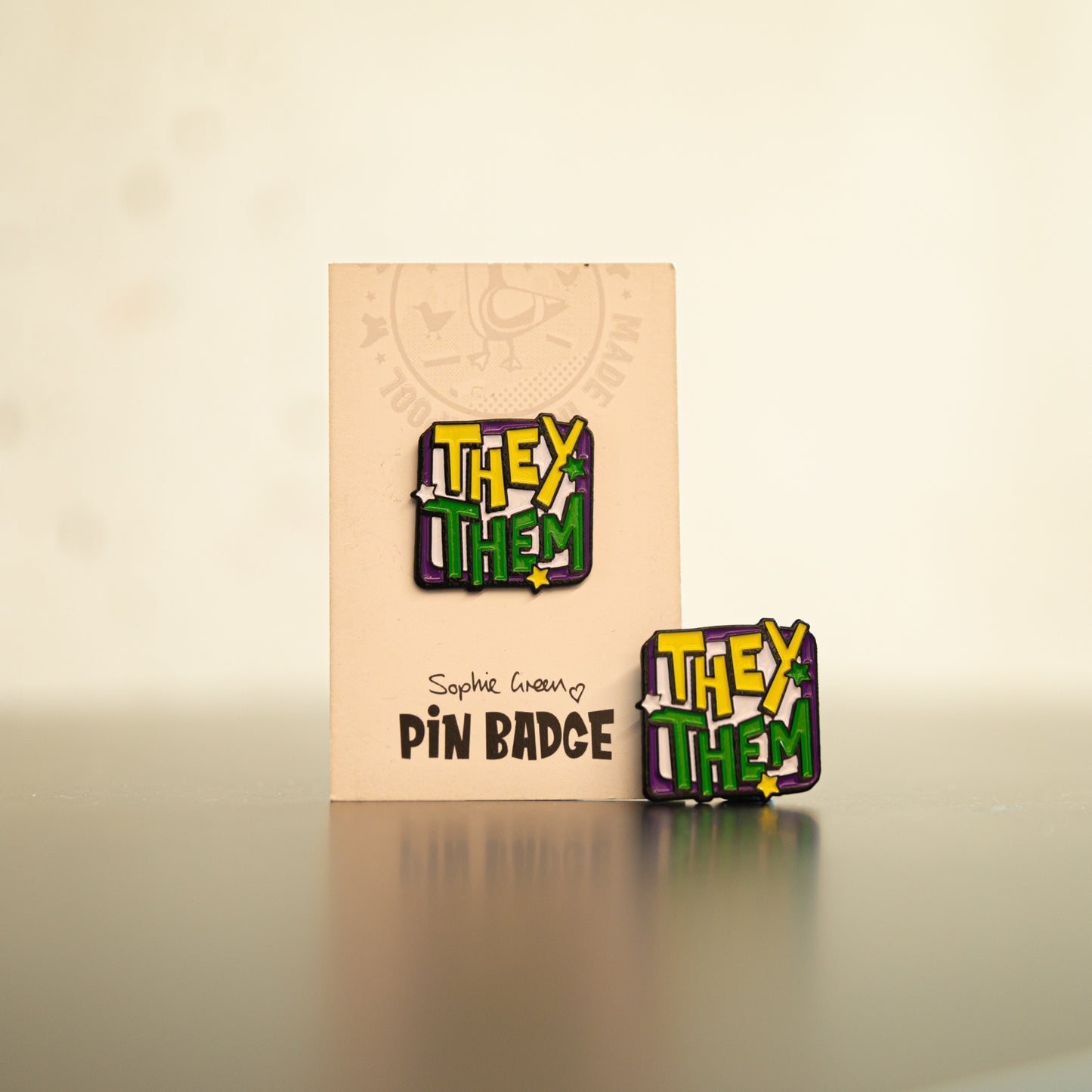 They/Them Pronoun Pin Badge by Sophie Green