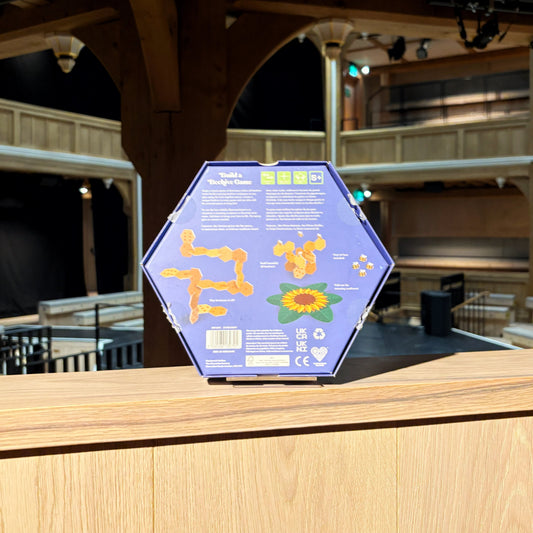 The back of a box containing a 'Build a Beehive' game