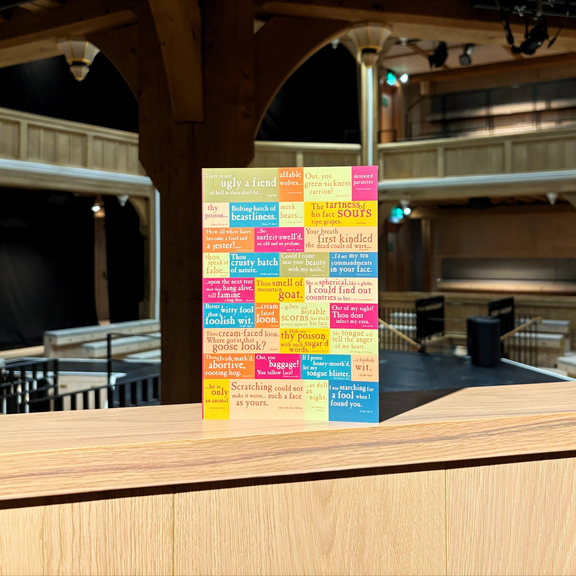 Front cover for a notepad featuring insults invented by Shakespeare.
