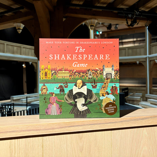 The front of the box for The Shakespeare Game
